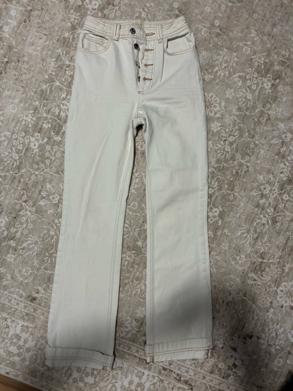 Sezane Cream Straight-Leg High-Rise Jeans